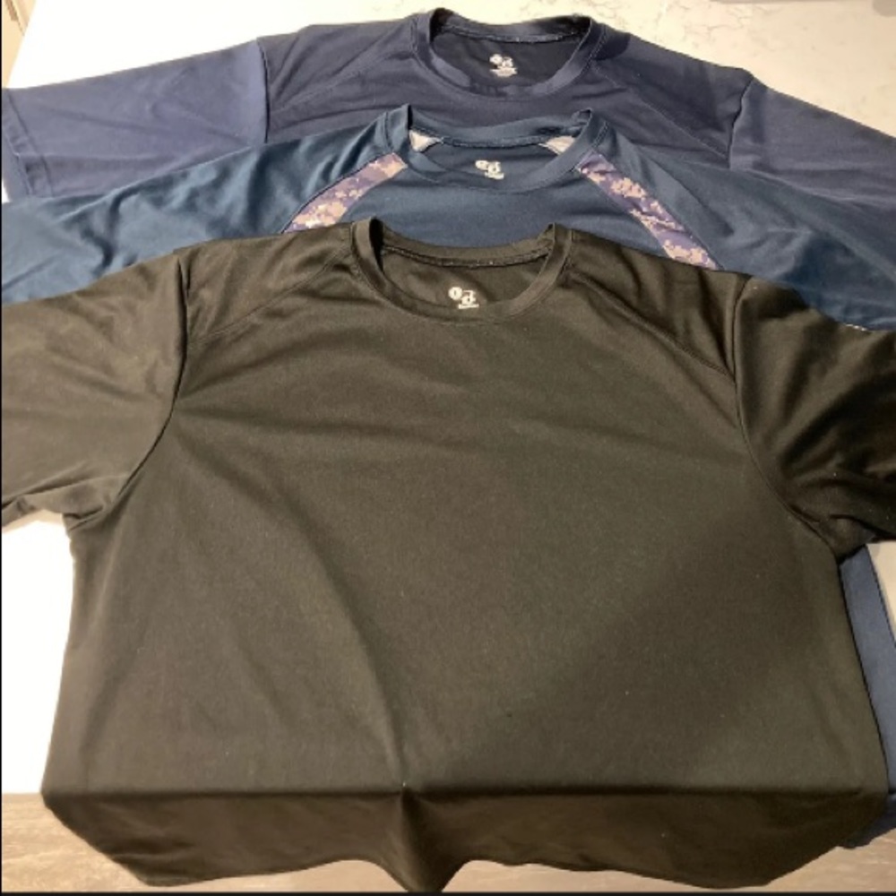 Three Mens Badger moisture wicking athletic workout shirts XL